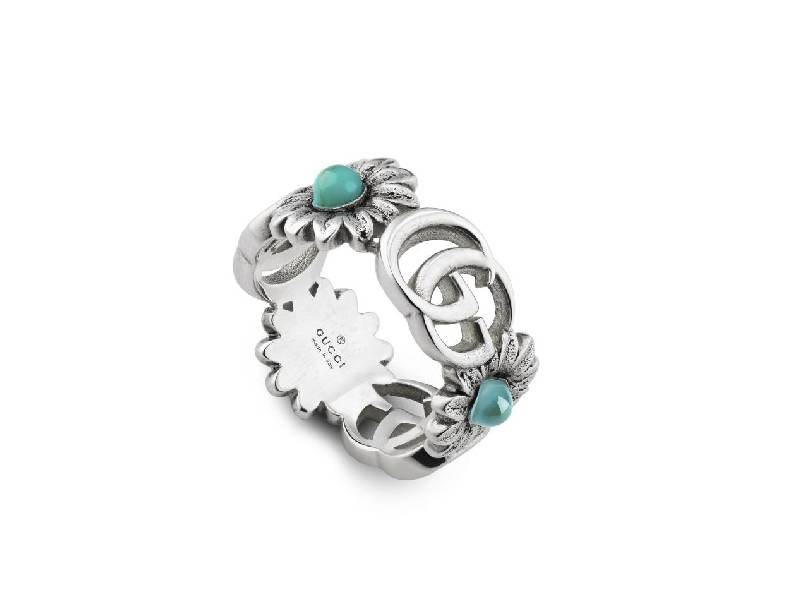 DOUBLE G FLOWER SILVER RING GGMARMONT GUCCI YBC5273940010